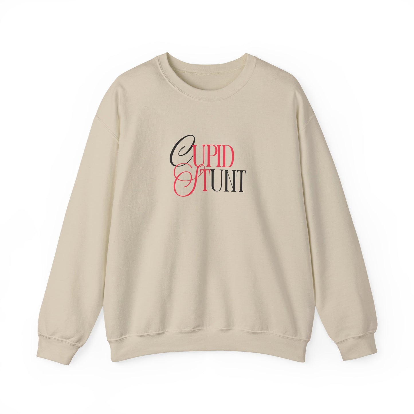 Cupid Stunt Crewneck Sweatshirt — Funny Valentine's Day Graphic Crewneck