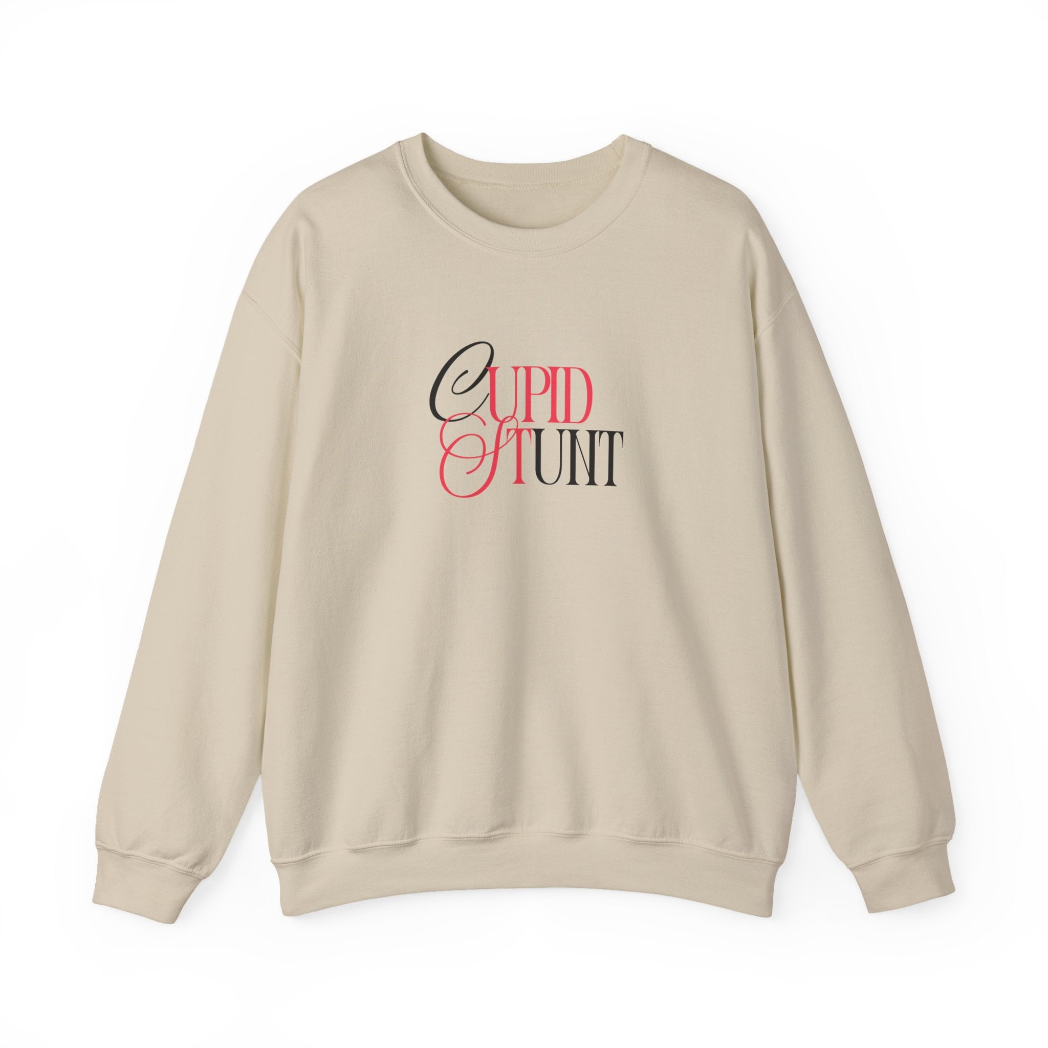 Cupid Stunt Crewneck Sweatshirt — Funny Valentine's Day Graphic Crewneck