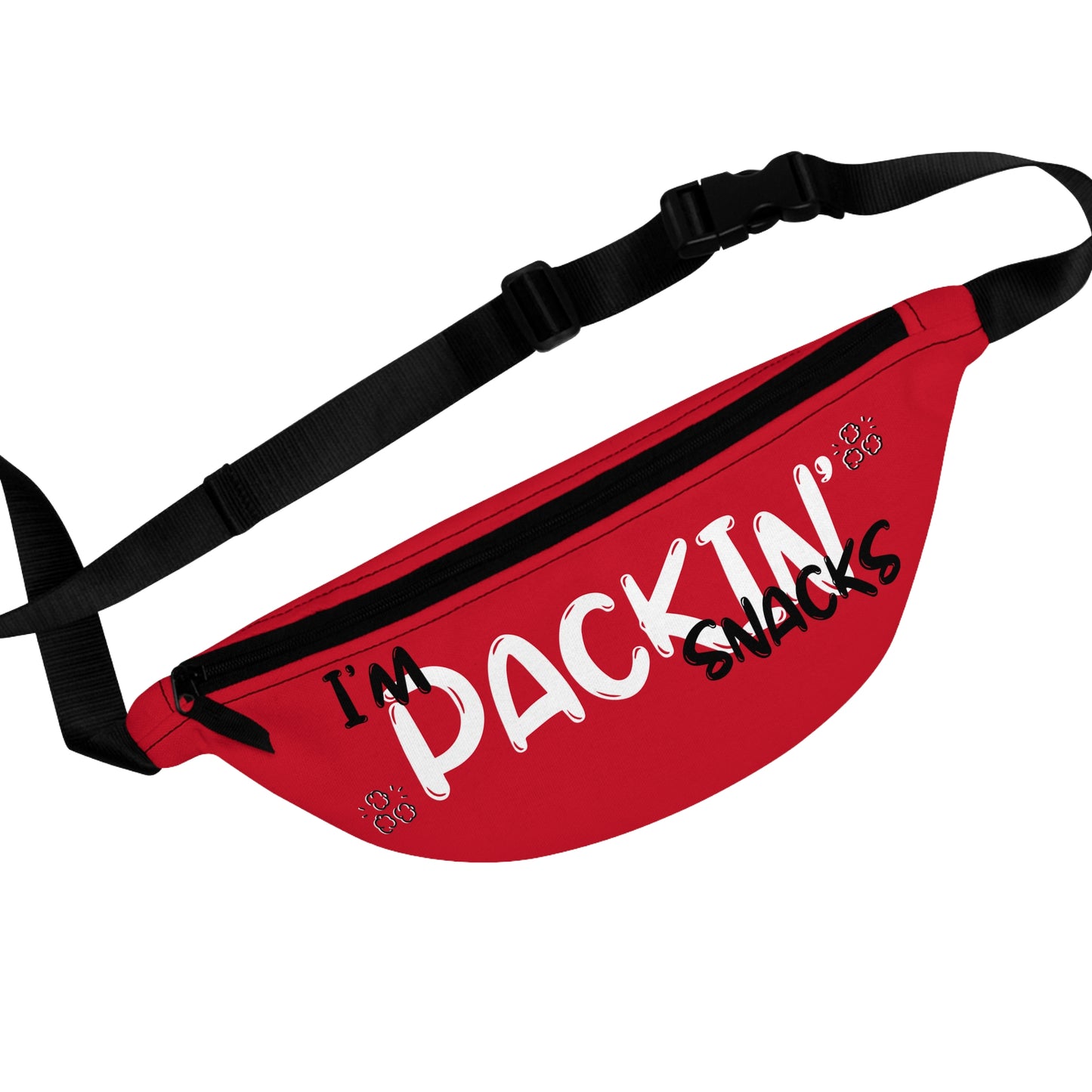 Fanny Pack — “I’m Packin’ Snacks” Red Travel Waist Bag