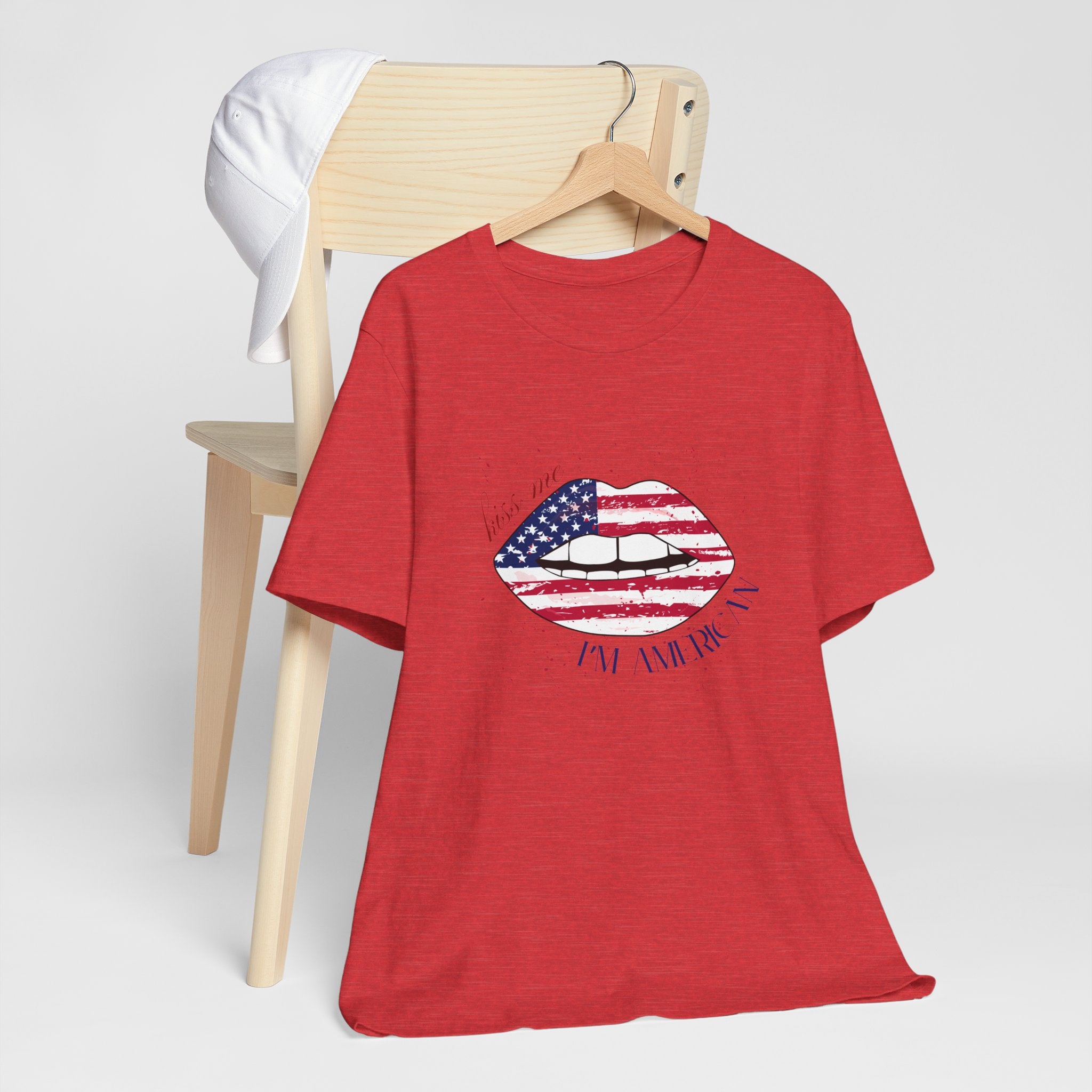 Patriotic Kiss Graphic Tee | Unisex Casual Top, Fourth of July Shirt, Summer Outfit, Gift for Her, USA Pride Wear
