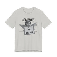 Accessory to Chaos Mugshot Tee — Funny Angel Mugshot Valentines T‑Shirt