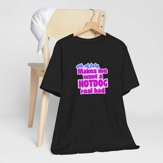 4th of July Hotdog Unisex Jersey Tee, Funny BBQ Shirt, Summer Celebration Outfit, Independence Day Gift, Casual Everyday Wear