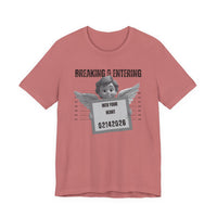 Breaking & Entering Into Your Heart Tee — Cute Cupid Mugshot Graphic Shirt (02/14/2026)