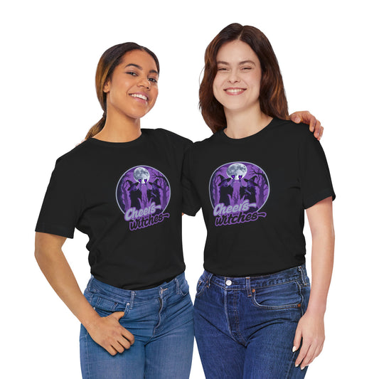 Cheers Witches Short Sleeve Tee - Spooky Vibes, Halloween Shirt, Unisex Graphic Tee, Witchy Apparel, Gift for Witches, Casual Witchwear