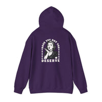Have the Day you Deserve, Vintage Pin-Up Hoodie — Retro Woman Blowing Kiss Graphic Pullover