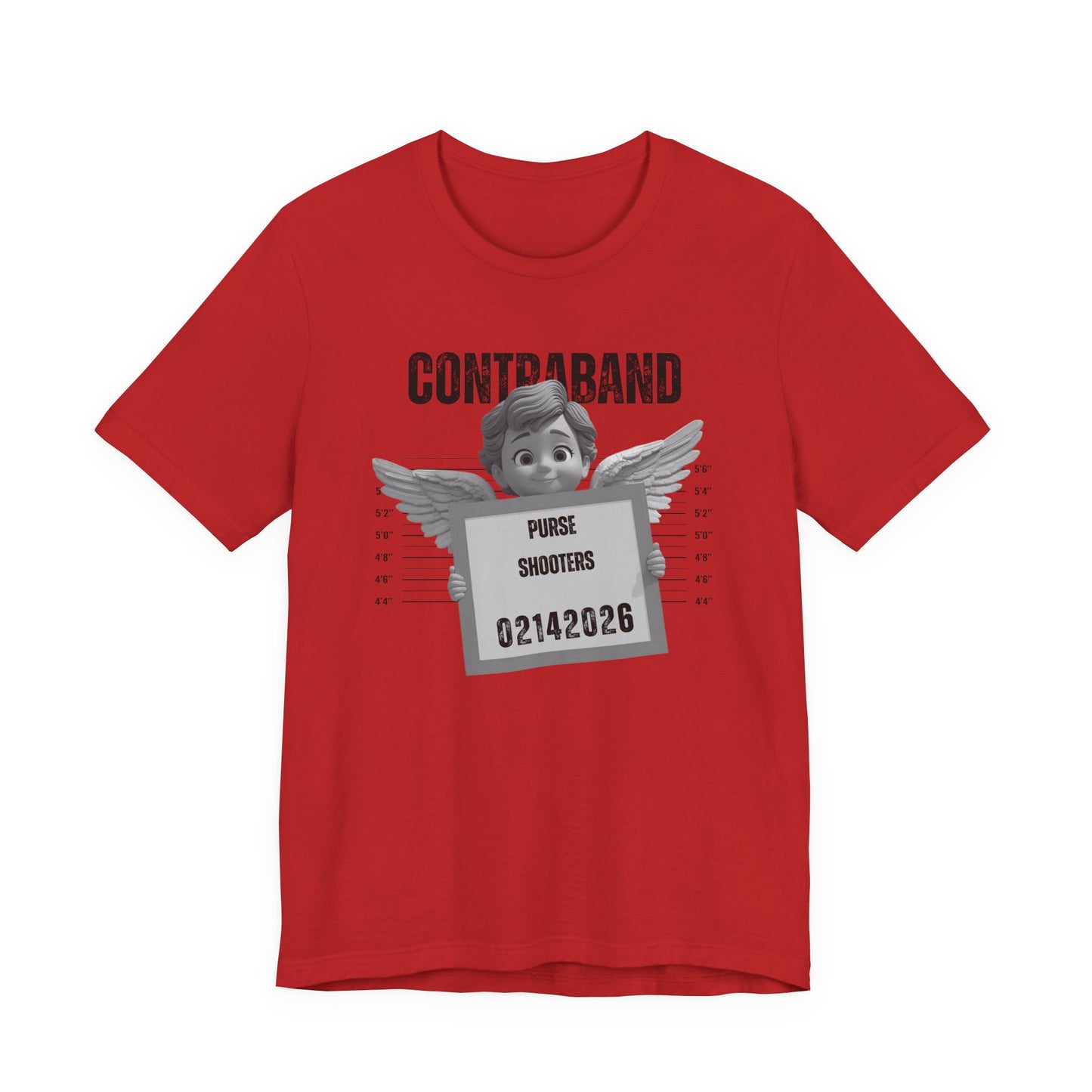 Contraband Mugshot Angel Tee — Funny 'Purse Shooters' Graphic T-Shirt