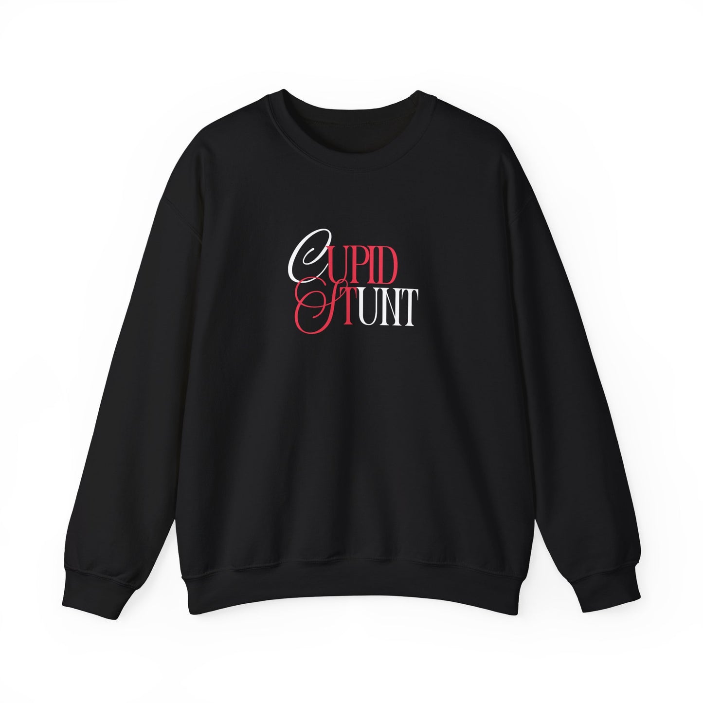 Cupid Stunt Crewneck Sweatshirt — Funny Valentine's Day Graphic Crewneck
