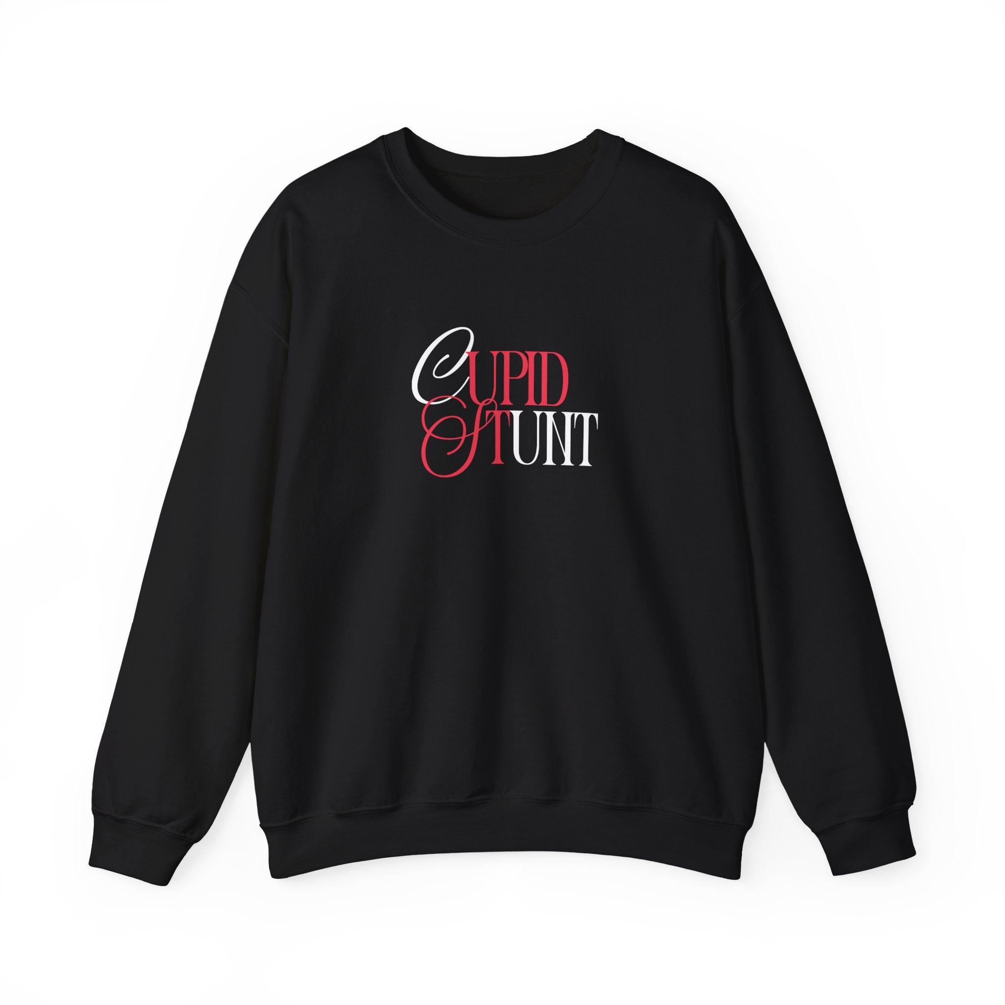 Cupid Stunt Crewneck Sweatshirt — Funny Valentine's Day Graphic Crewneck