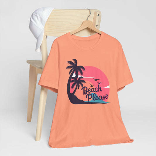Beach Please Tee - Fun Unisex Jersey T-Shirt for Summer, Beach Lovers, Vacation Wear, Travel Gift, Relaxation Apparel