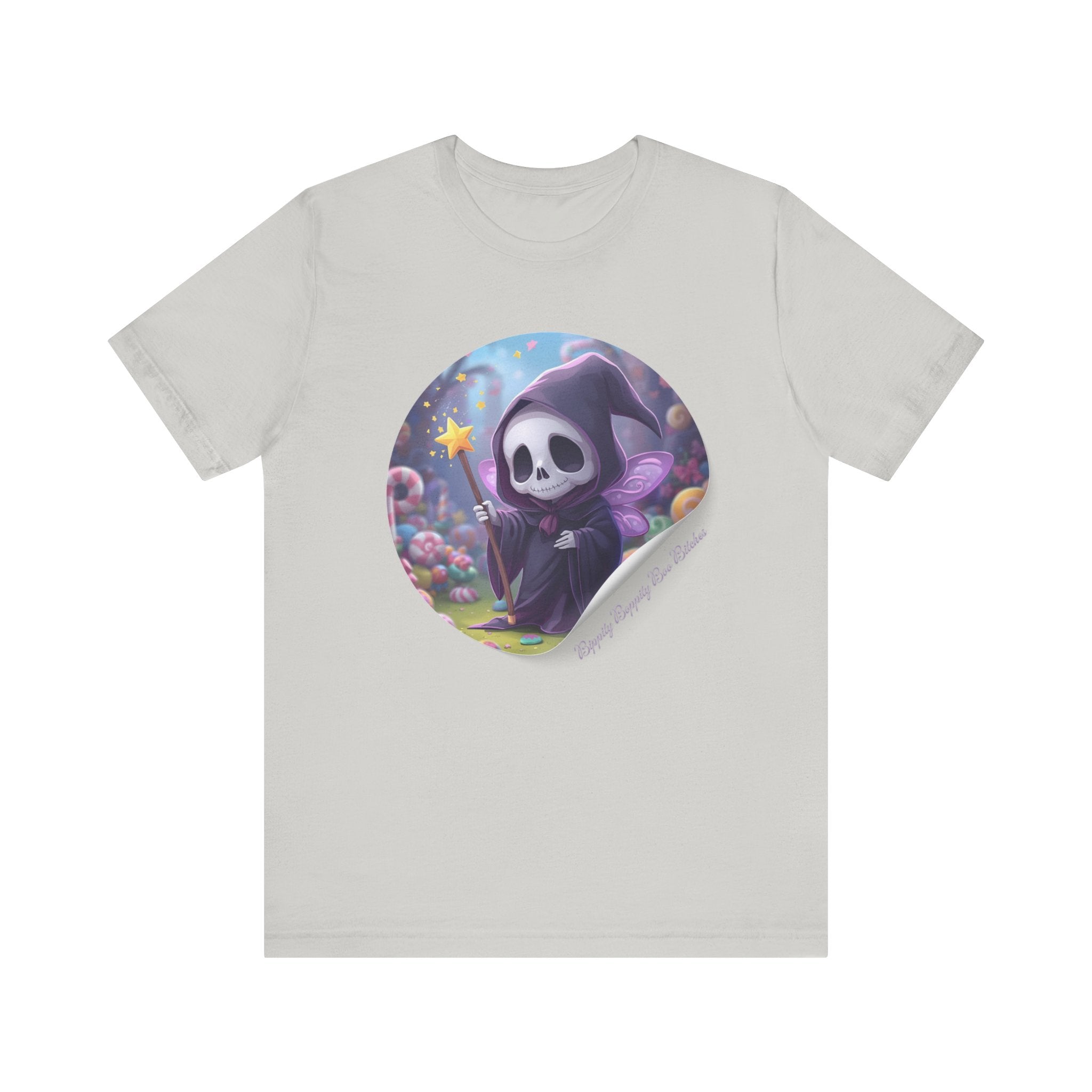 Boppity Boo Cute Grim Reaper Tee, Soft Unisex Jersey T-Shirt, Fun Halloween Shirt, Goth Aesthetic Apparel