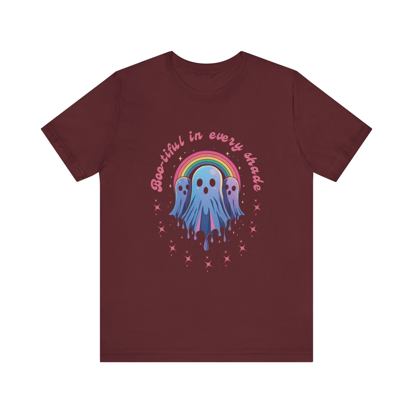 Bootiful in Every Color - Vibrant Rainbow Ghost Tee - Fun Casual T-shirt, Ghost Lovers Apparel, LGBTQ+ Pride Shirt, Halloween Costume Top, Colorful Graphic Tee