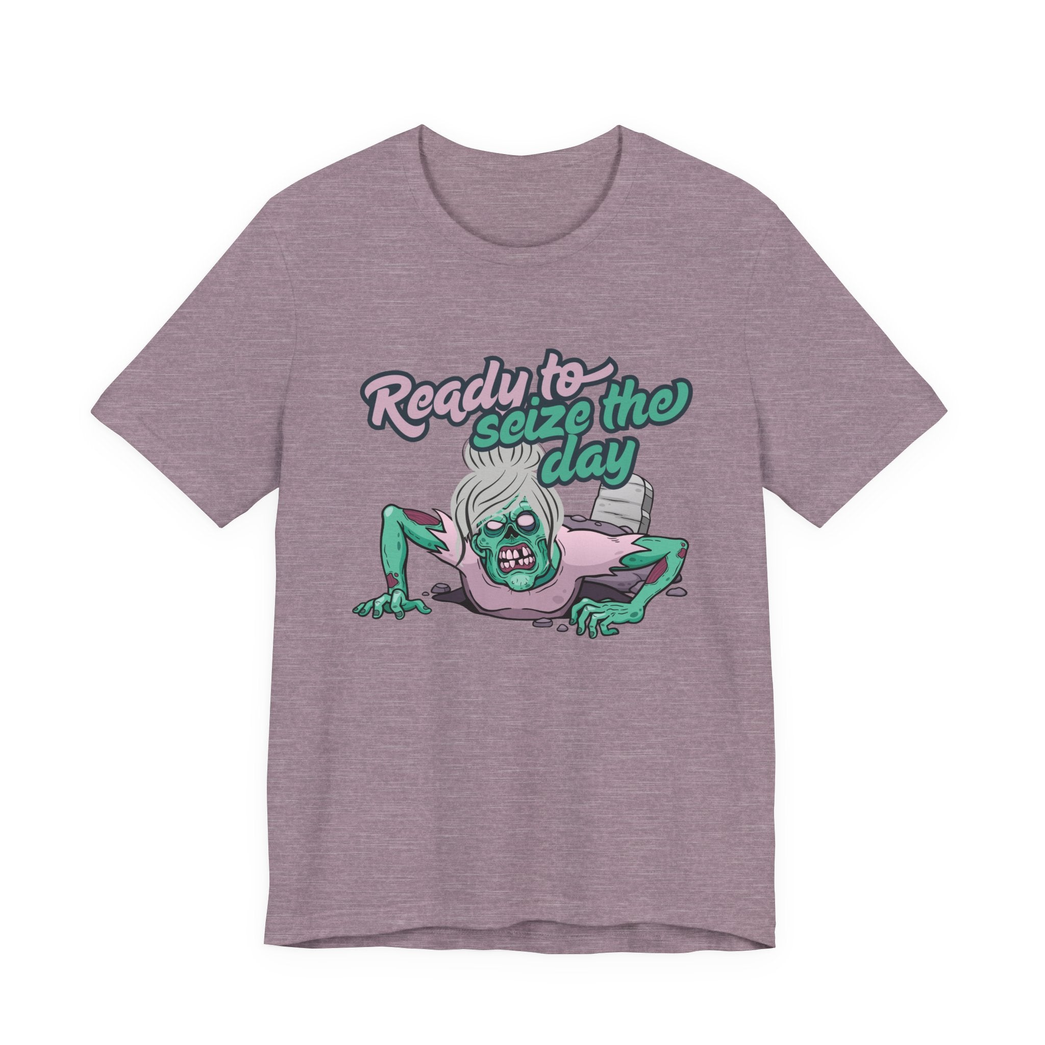 Zombie-Themed Graphic Tee, Ready to Seize the Day T-Shirt, Unisex Horror Costume, Halloween Apparel, Funny Zombie tee