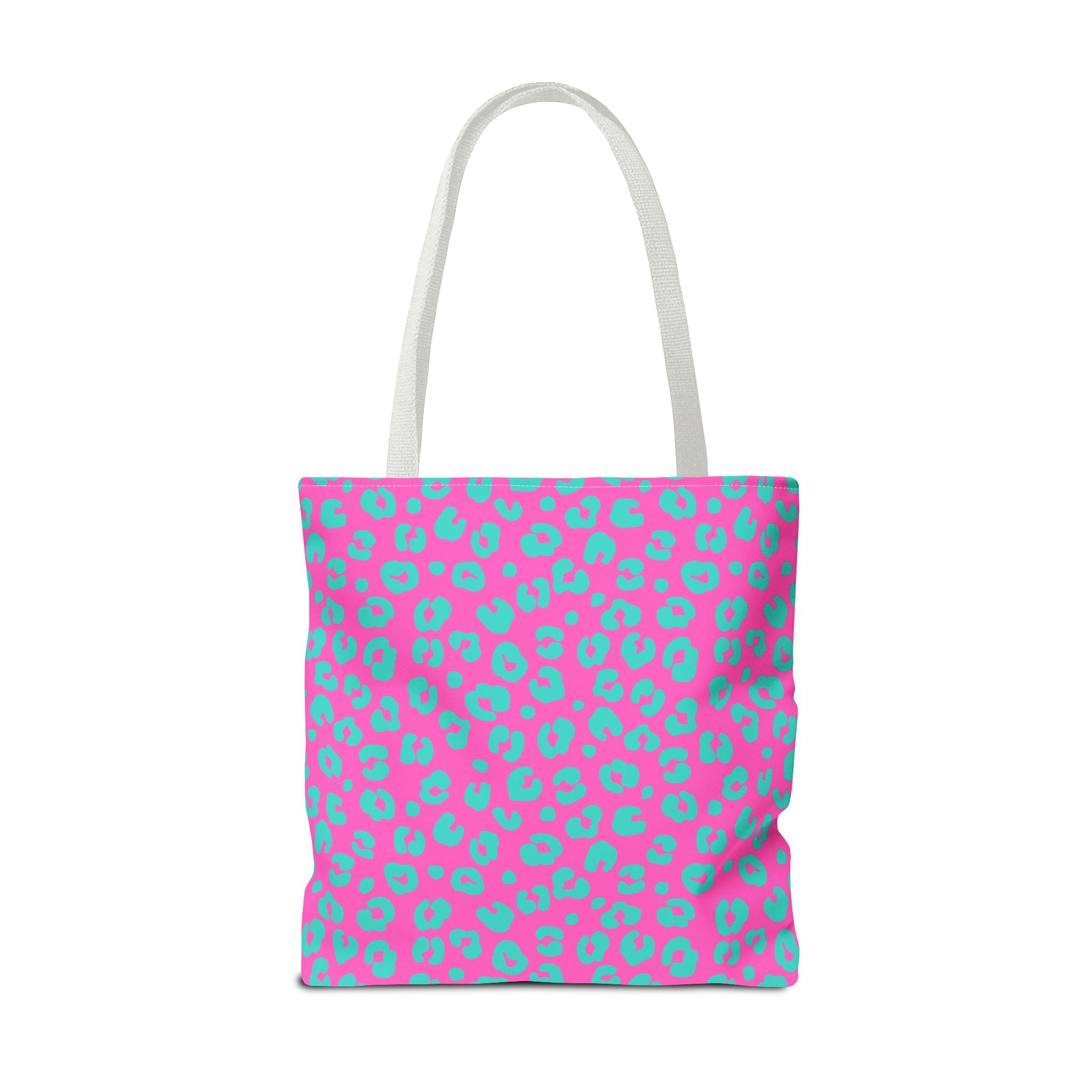 Trying to Hold My Life Together Tote Bag — Pink Teal Leopard Print Canvas Tote