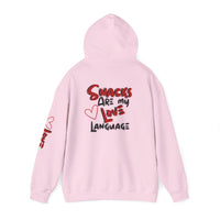 Snacks Are My Love Language Hoodie — Cute Valentine’s Graphic Pullover