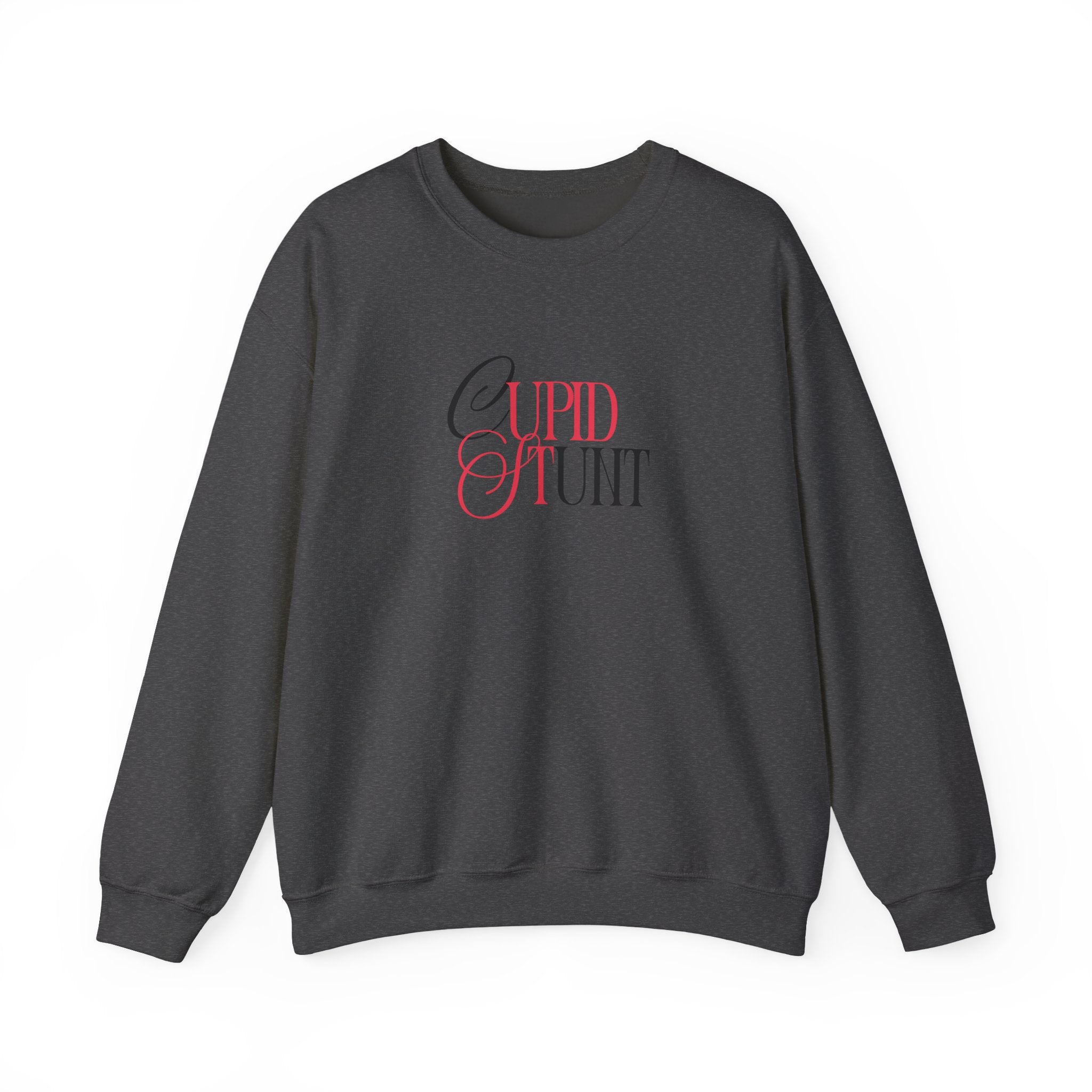 Cupid Stunt Crewneck Sweatshirt — Funny Valentine's Day Graphic Crewneck