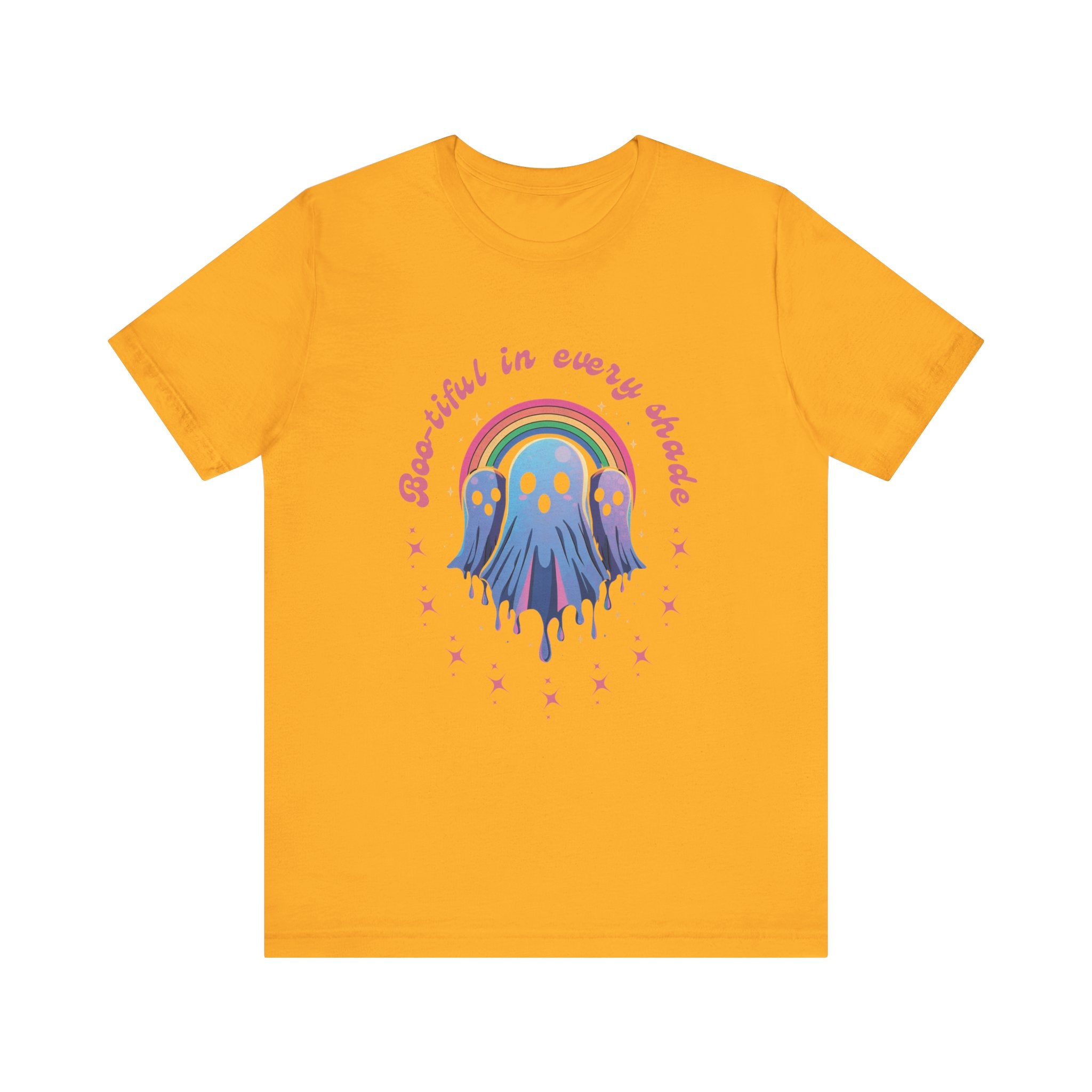 Bootiful in Every Color - Vibrant Rainbow Ghost Tee - Fun Casual T-shirt, Ghost Lovers Apparel, LGBTQ+ Pride Shirt, Halloween Costume Top, Colorful Graphic Tee