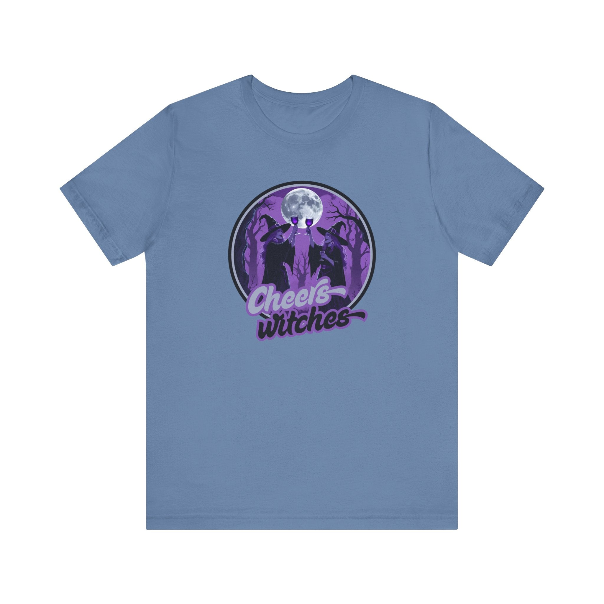 Cheers Witches Short Sleeve Tee - Spooky Vibes, Halloween Shirt, Unisex Graphic Tee, Witchy Apparel, Gift for Witches, Casual Witchwear