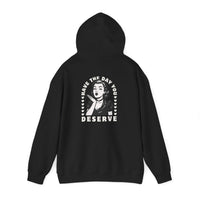 Have the Day you Deserve, Vintage Pin-Up Hoodie — Retro Woman Blowing Kiss Graphic Pullover