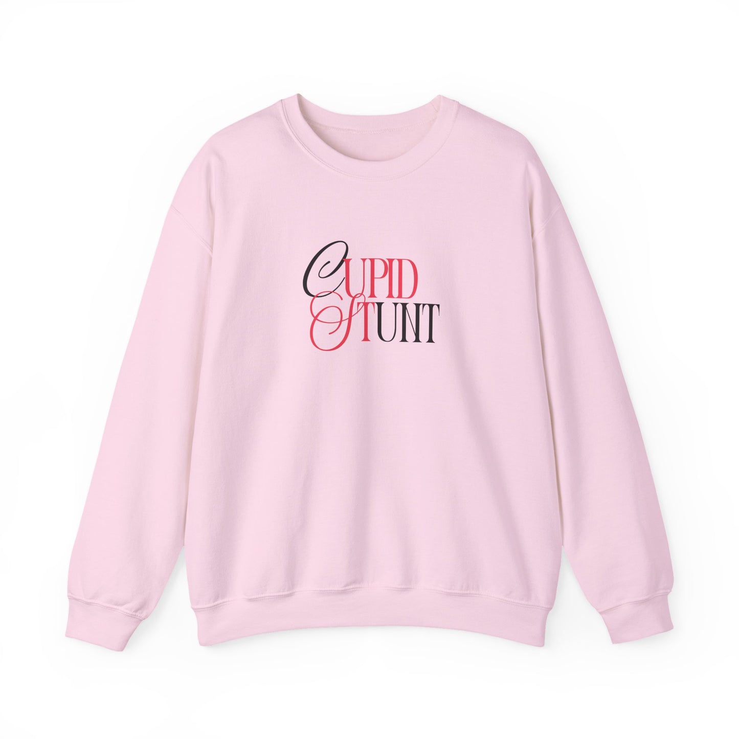 Cupid Stunt Crewneck Sweatshirt — Funny Valentine's Day Graphic Crewneck