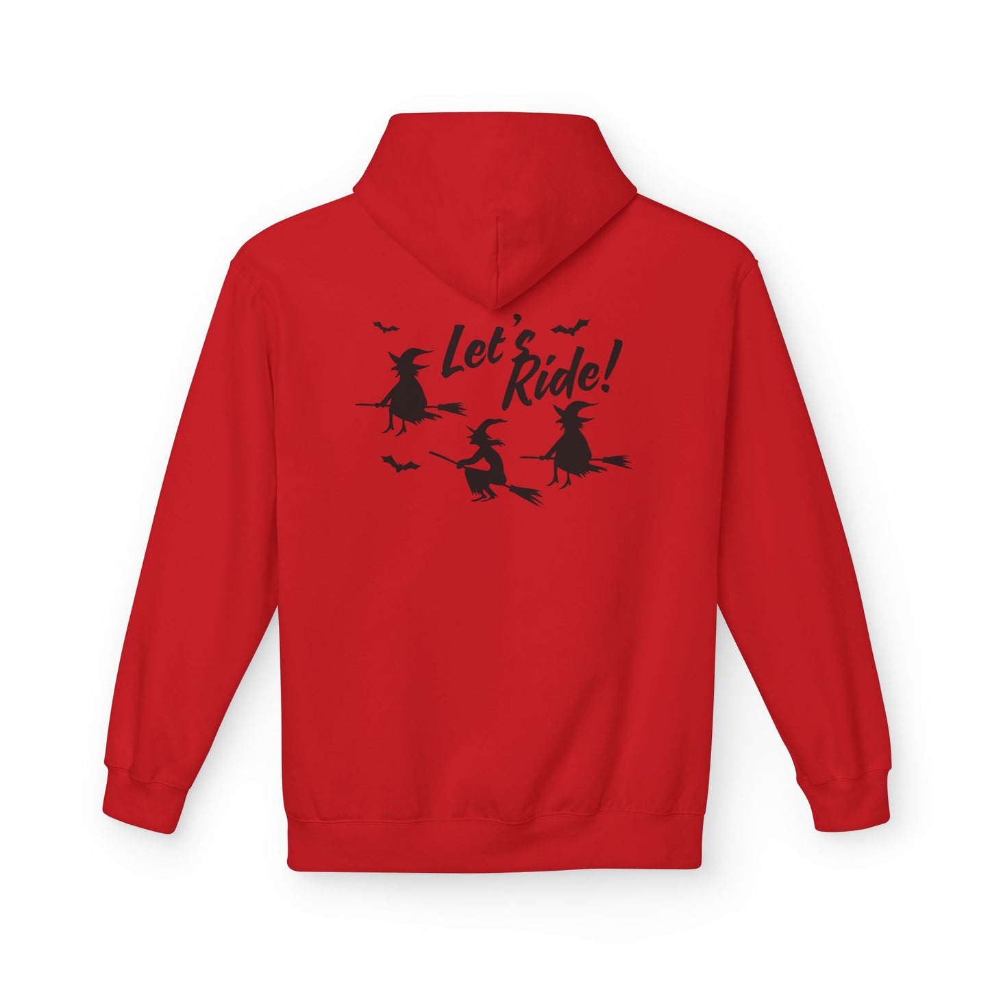 Let's Ride Witches Witchy Broomstick Hoodie, Unisex Midweight Fleece Sweatshirt, Halloween Apparel, Cozy Witch Costume,  Spooky Season