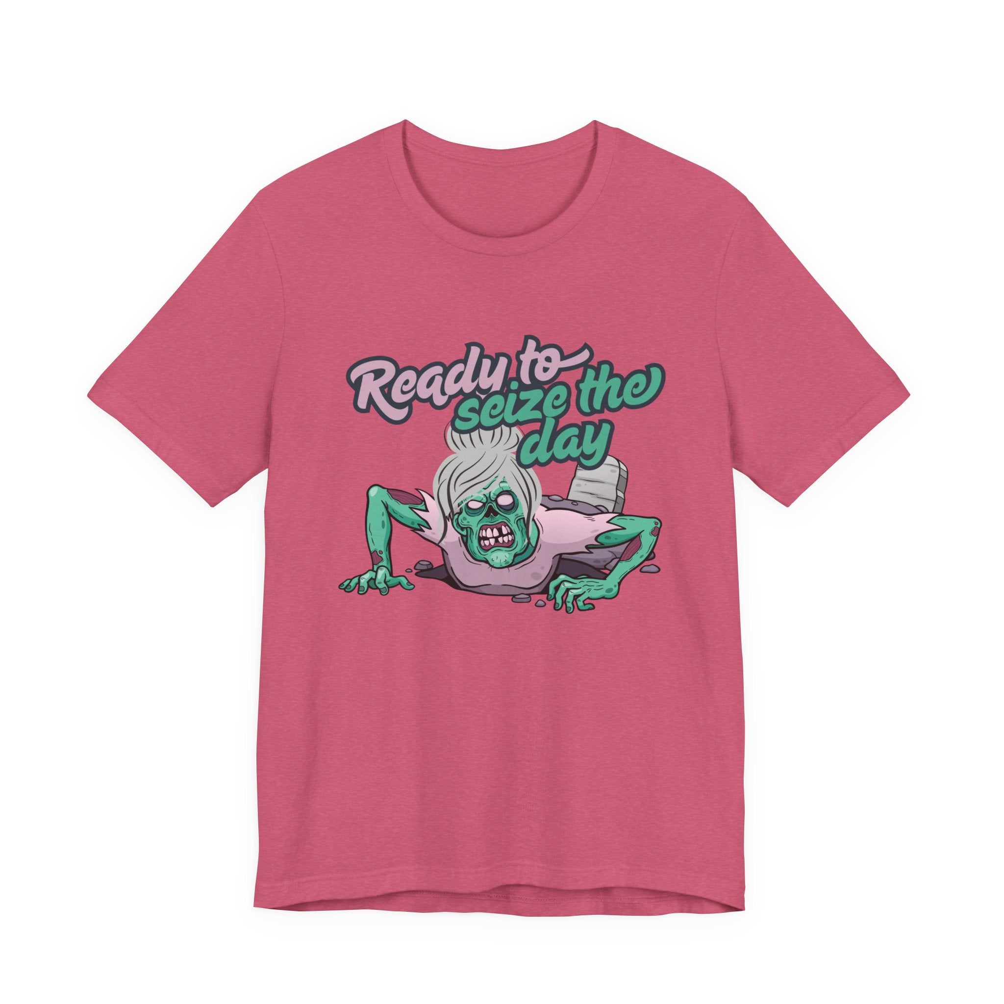Zombie-Themed Graphic Tee, Ready to Seize the Day T-Shirt, Unisex Horror Costume, Halloween Apparel, Funny Zombie tee