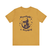 Moonlight & Mischief Witchy Tee - Unisex Short Sleeve Shirt for Halloween, Gifts for Her, Witchy Vibes, Casual Wear, Cozy Style