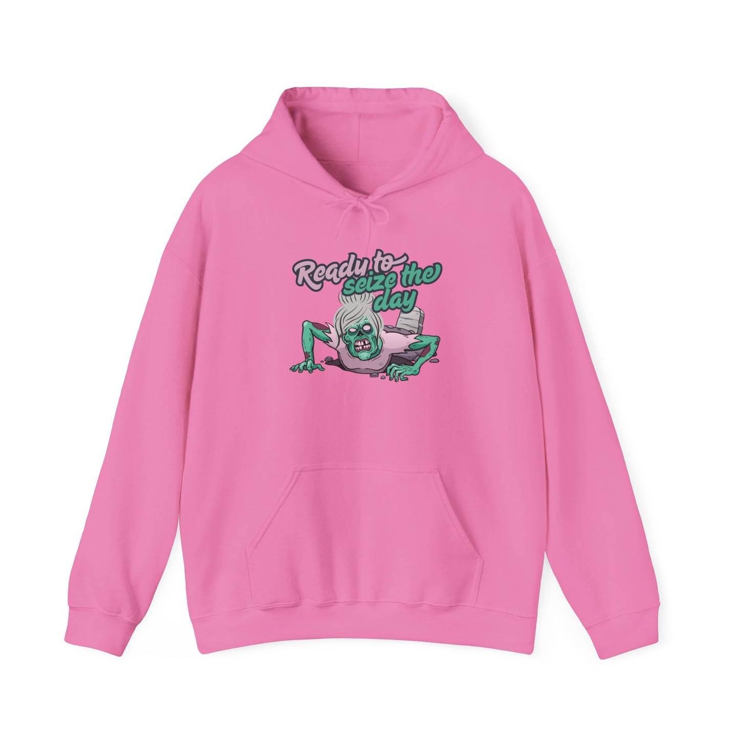 Zombie Vibes Hooded Sweatshirt - Seize the Day, Halloween Gift, Cozy Fall Wear, Unisex Pullover, Casual Comfort