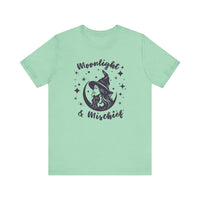 Moonlight & Mischief Witchy Tee - Unisex Short Sleeve Shirt for Halloween, Gifts for Her, Witchy Vibes, Casual Wear, Cozy Style