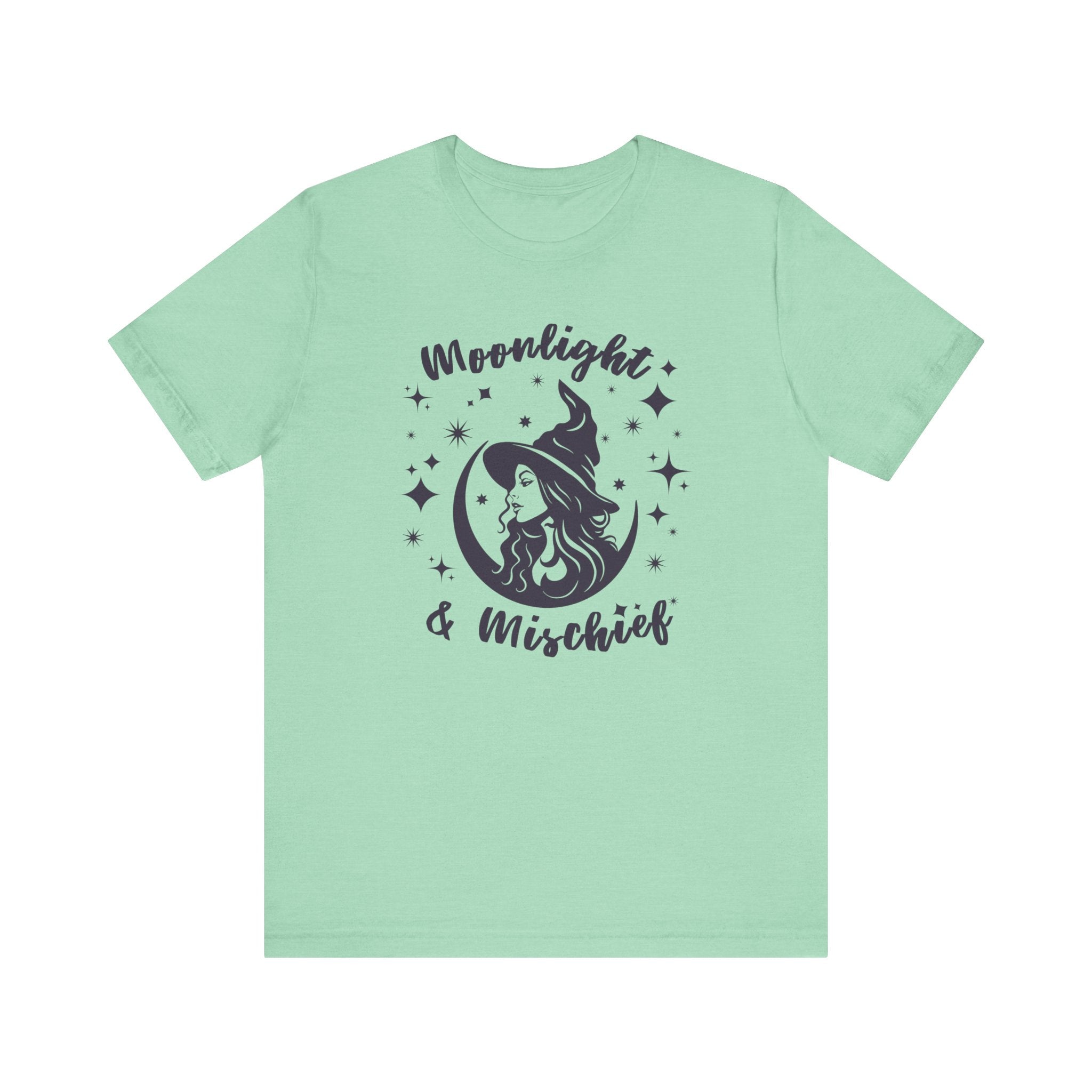 Moonlight & Mischief Witchy Tee - Unisex Short Sleeve Shirt for Halloween, Gifts for Her, Witchy Vibes, Casual Wear, Cozy Style