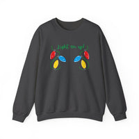 Light It Up - Holiday Sweatshirt, Christmas Apparel, Cozy Crewneck, Gift for Him/Her, Fun Holiday Outfit