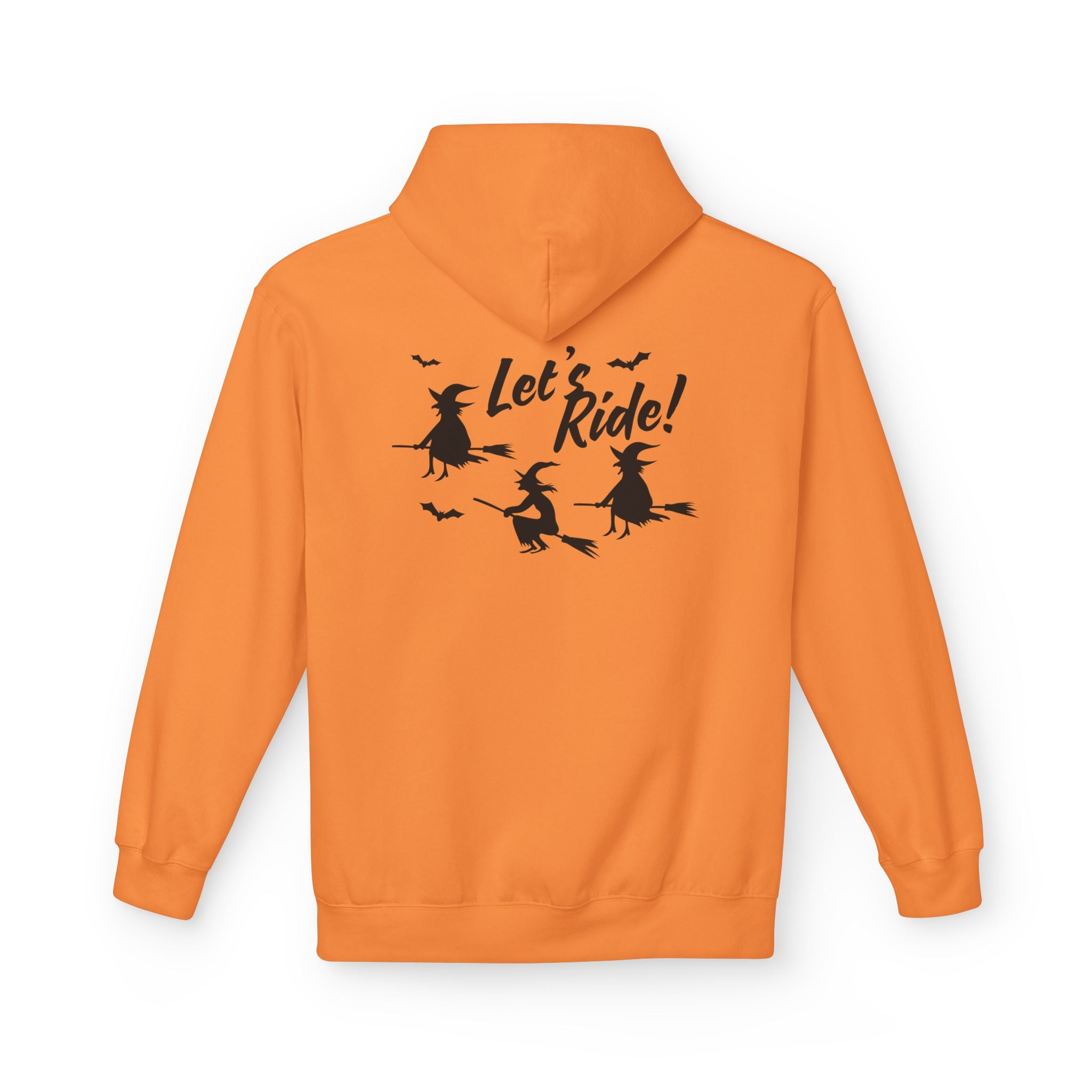 Let's Ride Witches Witchy Broomstick Hoodie, Unisex Midweight Fleece Sweatshirt, Halloween Apparel, Cozy Witch Costume,  Spooky Season
