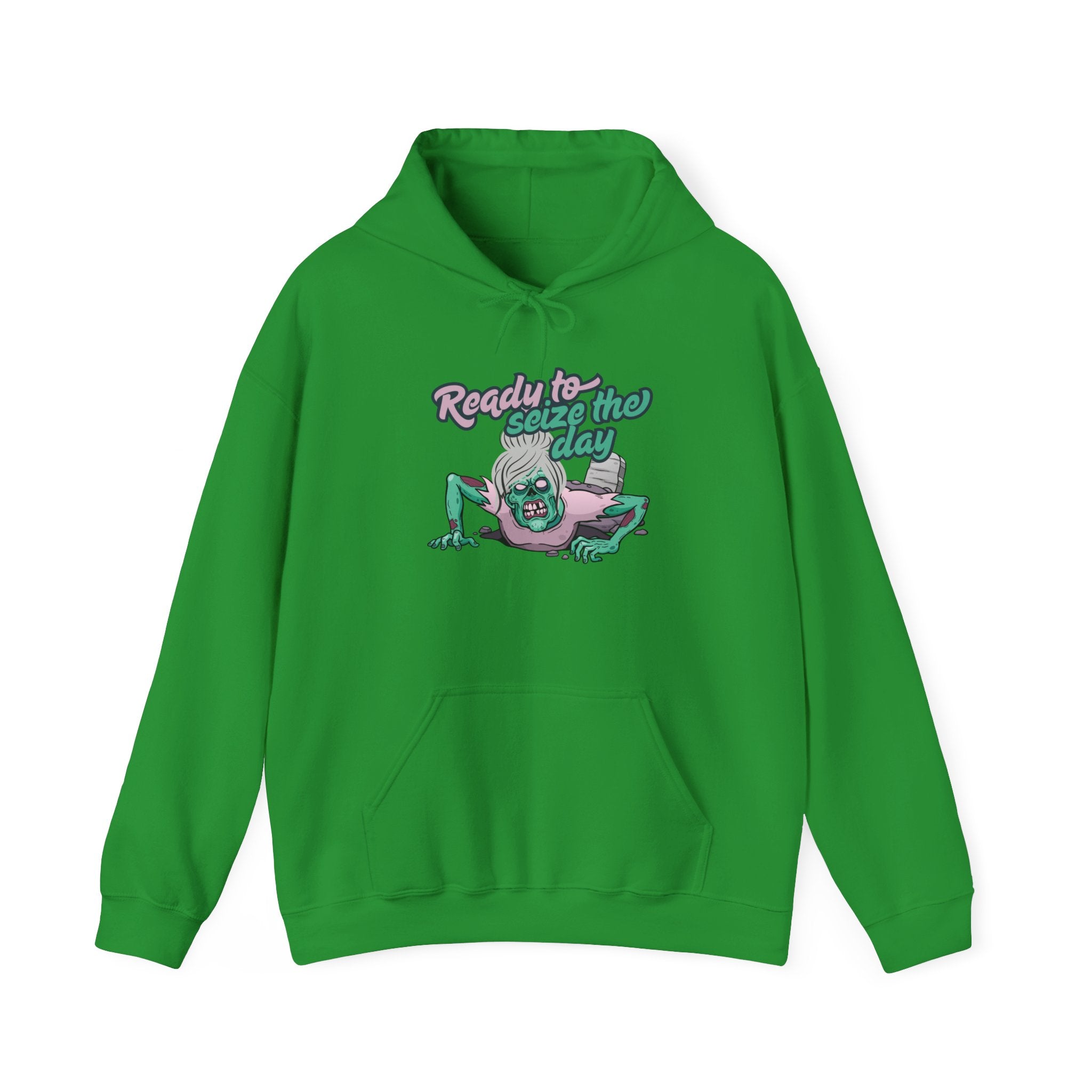 Zombie Vibes Hooded Sweatshirt - Seize the Day, Halloween Gift, Cozy Fall Wear, Unisex Pullover, Casual Comfort