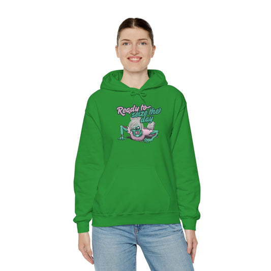 Zombie Vibes Hooded Sweatshirt - Seize the Day, Halloween Gift, Cozy Fall Wear, Unisex Pullover, Casual Comfort