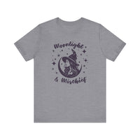 Moonlight & Mischief Witchy Tee - Unisex Short Sleeve Shirt for Halloween, Gifts for Her, Witchy Vibes, Casual Wear, Cozy Style