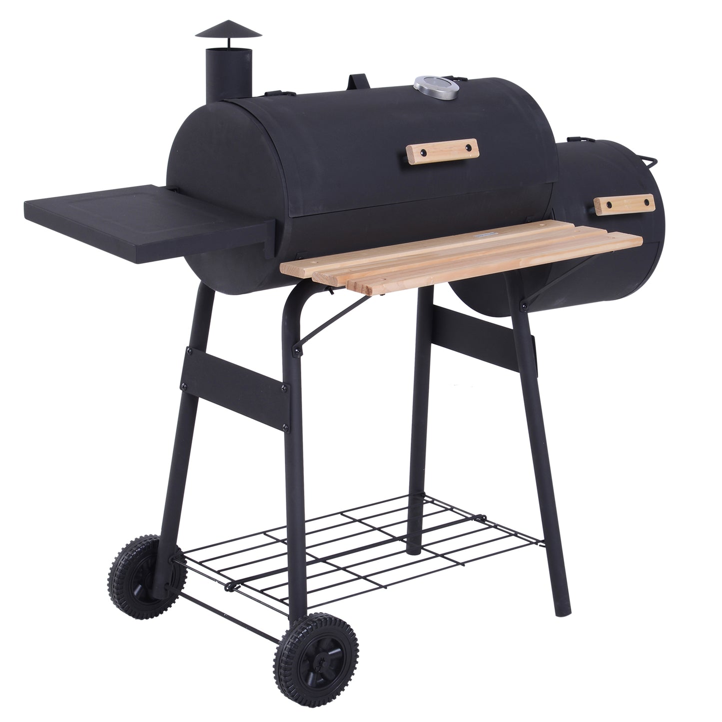 Outsunny 48" Freestanding Charcoal BBQ Grill Portable Backyard Cooking
