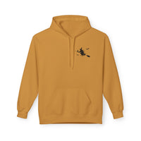 Let's Ride Witches Witchy Broomstick Hoodie, Unisex Midweight Fleece Sweatshirt, Halloween Apparel, Cozy Witch Costume,  Spooky Season