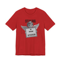 Stealing the Spotlight Mugshot Tee — Cute Angel Mugshot Graphic Valentines T‑Shirt
