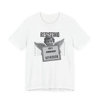 Resisting Love & Commitment Mugshot Tee — Funny Anti-Romance Graphic T-Shirt for Valentines