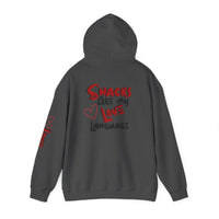 Snacks Are My Love Language Hoodie — Cute Valentine’s Graphic Pullover