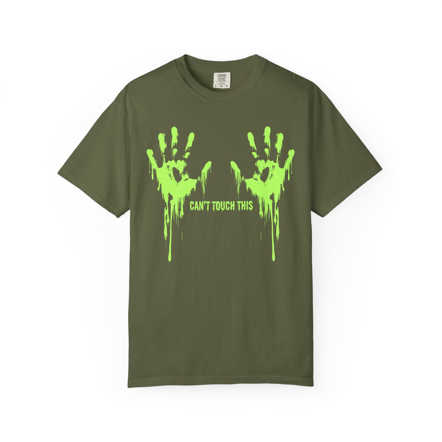Can't Touch This Tee, Neon Handprint Unisex T-shirt, Halloween Tee, Unique Gift, Graphic Tee for Parties, Casual Wear, Trendy Streetwear