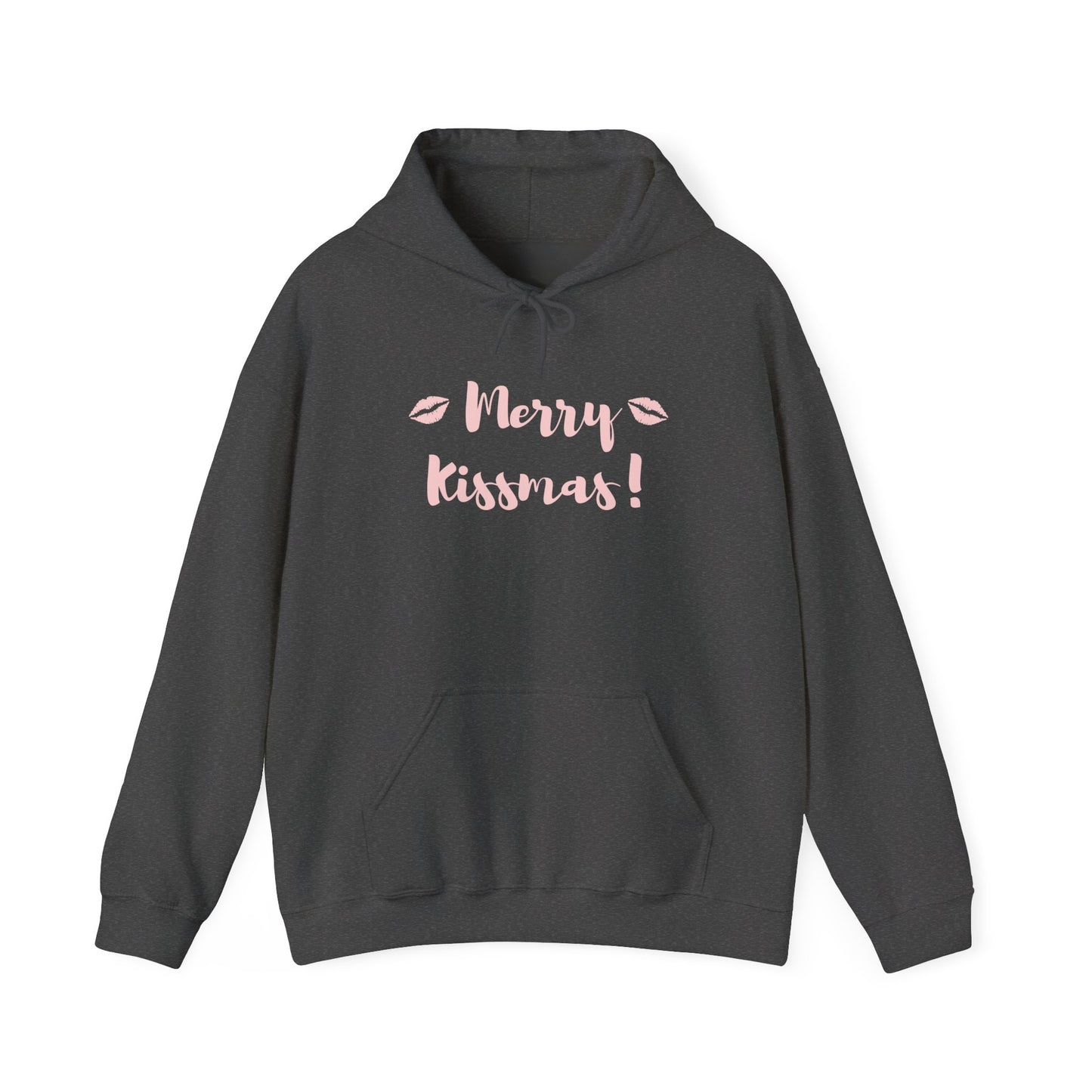 Merry Kisses Hoodie — Cute Pink Lip Print Holiday Sweatshirt