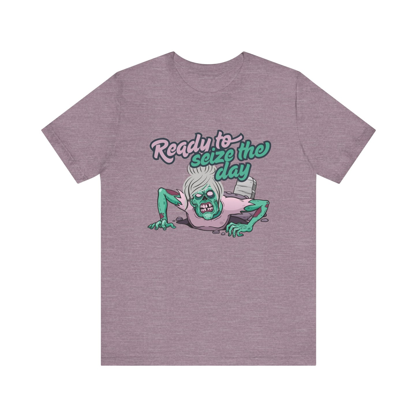 Zombie-Themed Graphic Tee, Ready to Seize the Day T-Shirt, Unisex Horror Costume, Halloween Apparel, Funny Zombie tee
