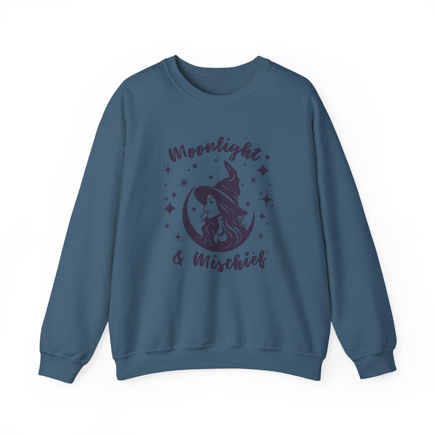 Moonlight & Mischief Crewneck Sweatshirt, Cozy Witchy Sweatshirt, Unisex Halloween Apparel, Fall Fashion, Gift for Her
