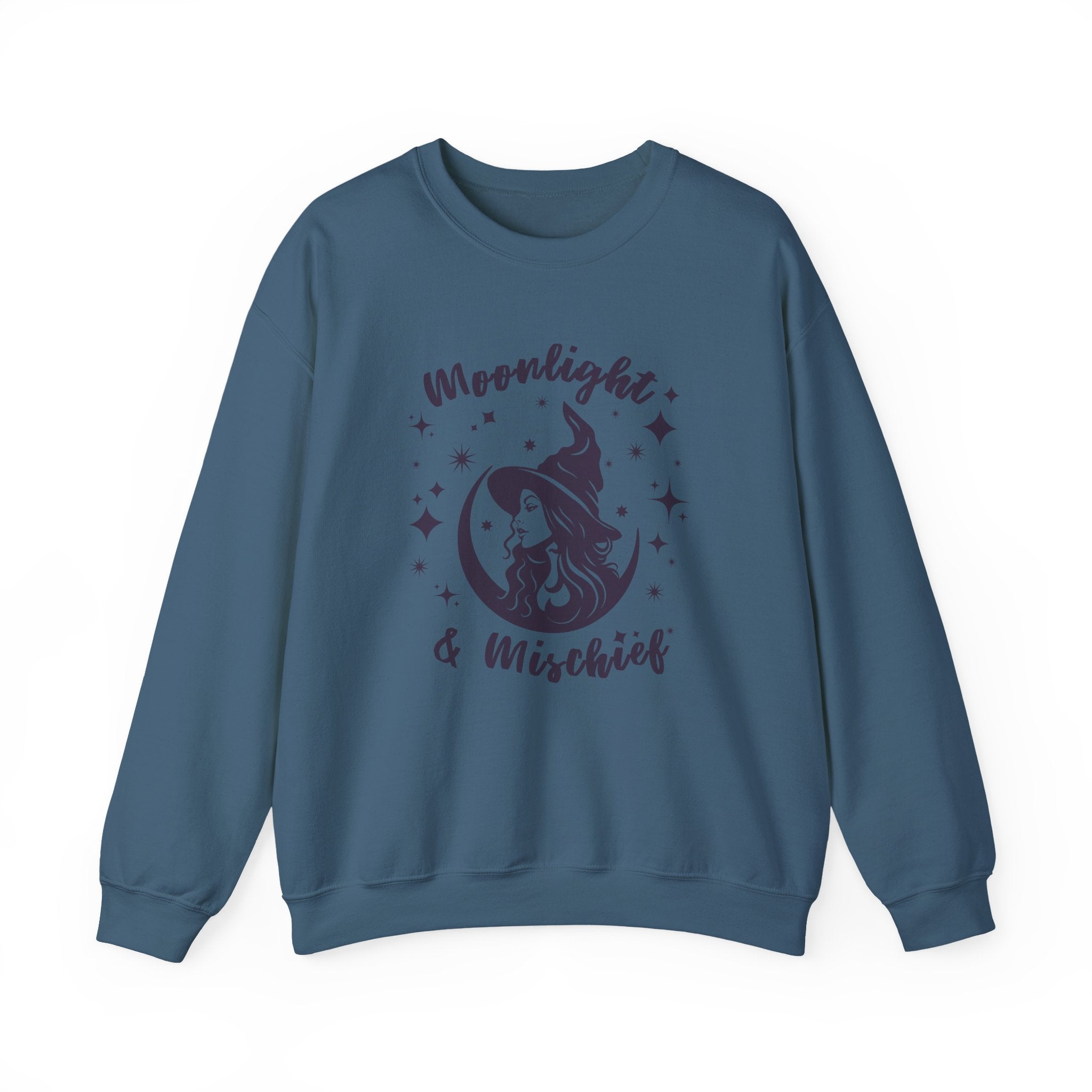 Moonlight & Mischief Crewneck Sweatshirt, Cozy Witchy Sweatshirt, Unisex Halloween Apparel, Fall Fashion, Gift for Her