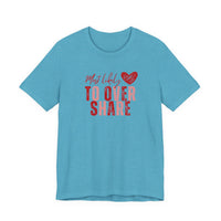 Most Likely To Overshare T-Shirt — Funny Heart Graphic Tee for Friends & Galentine's/Valentine's