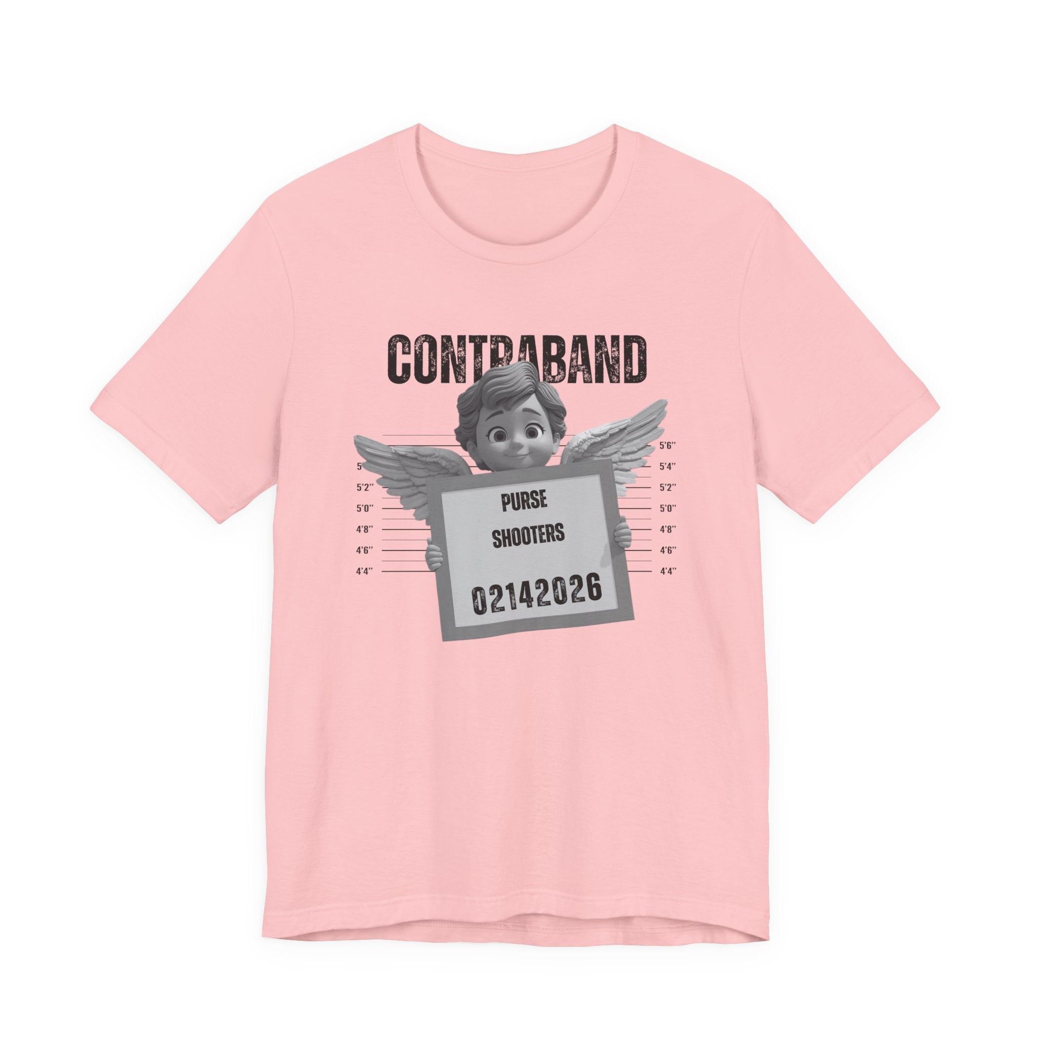 Contraband Mugshot Angel Tee — Funny 'Purse Shooters' Graphic T-Shirt