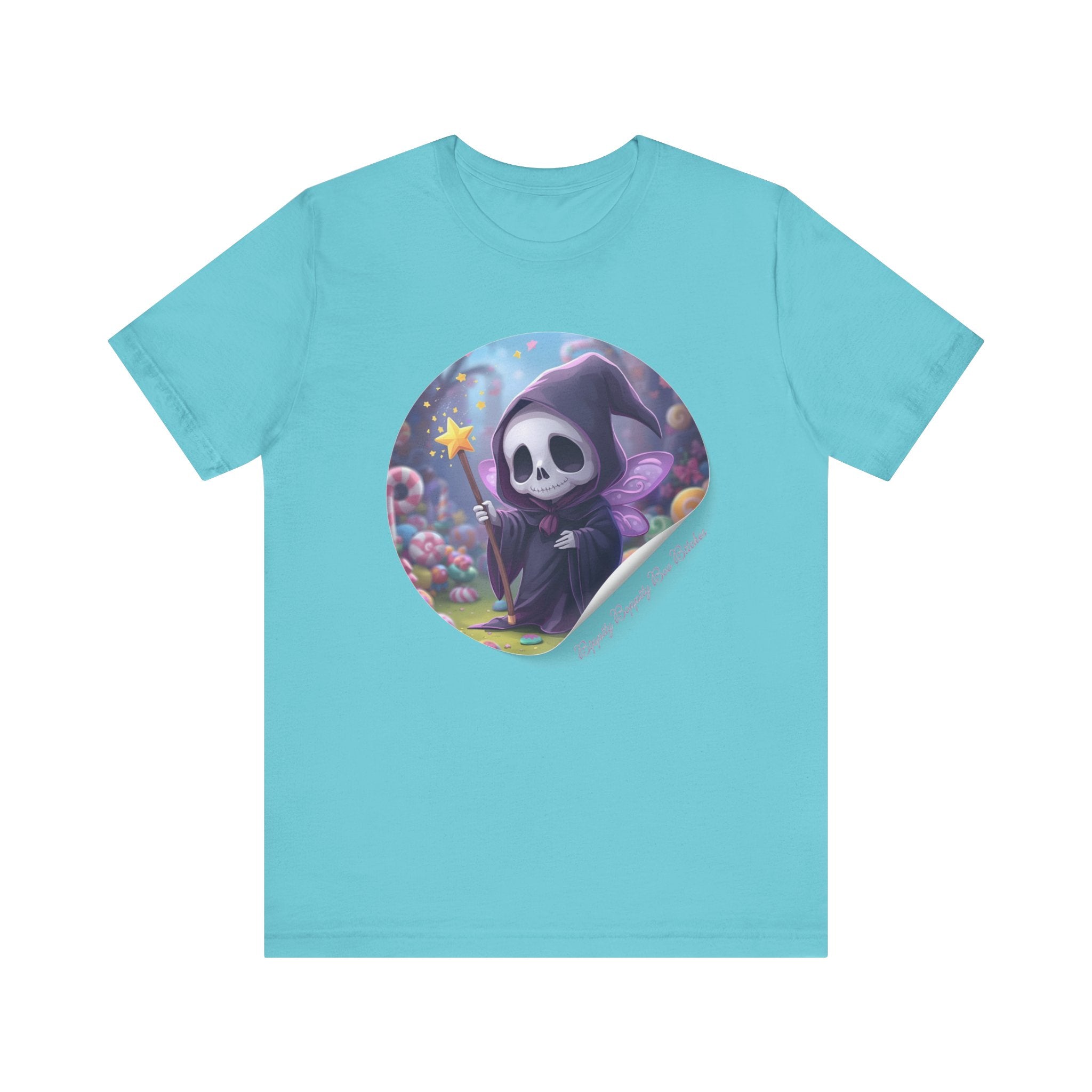 Boppity Boo Cute Grim Reaper Tee, Soft Unisex Jersey T-Shirt, Fun Halloween Shirt, Goth Aesthetic Apparel