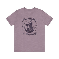 Moonlight & Mischief Witchy Tee - Unisex Short Sleeve Shirt for Halloween, Gifts for Her, Witchy Vibes, Casual Wear, Cozy Style