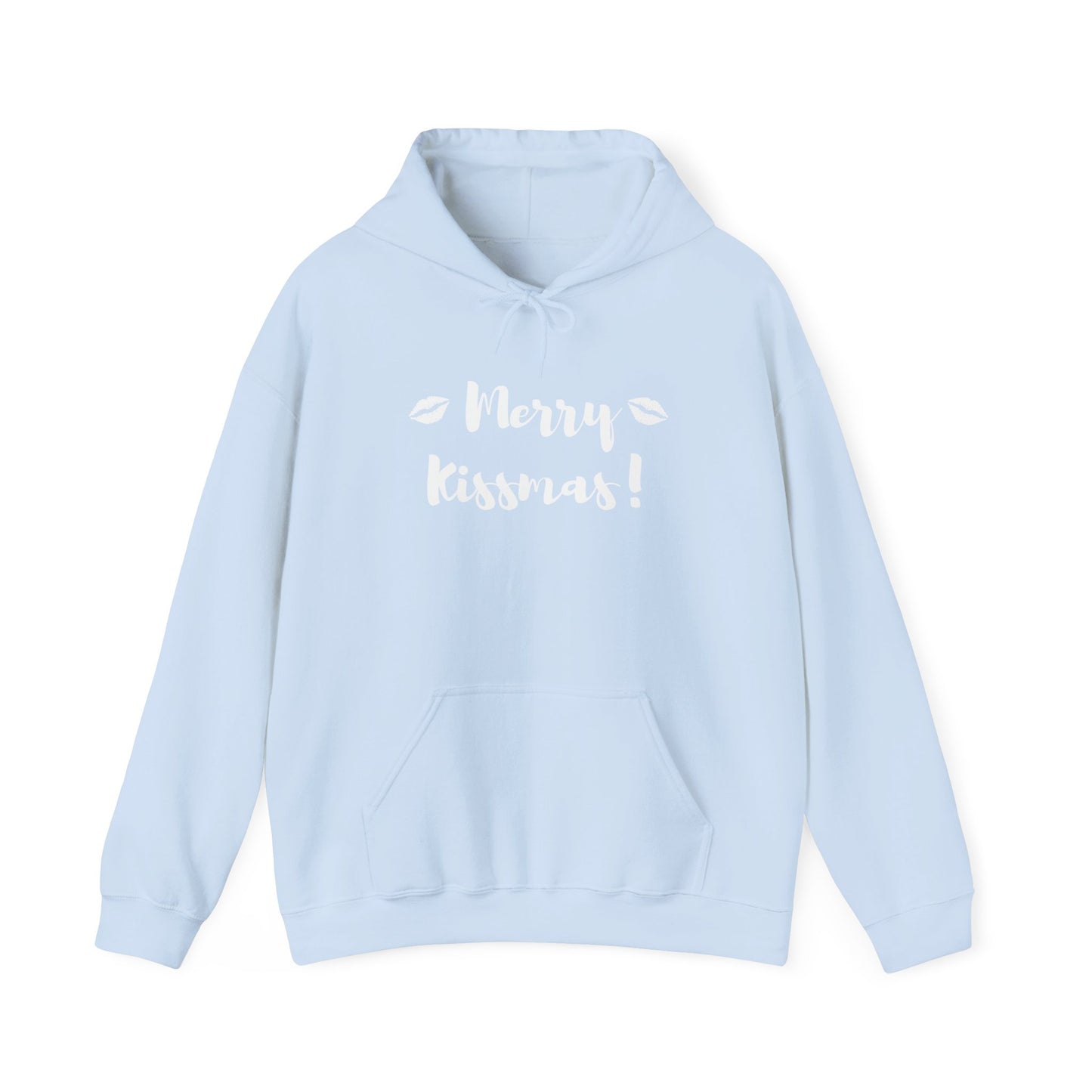 Merry Kisses Hoodie — Cute Pink Lip Print Holiday Sweatshirt