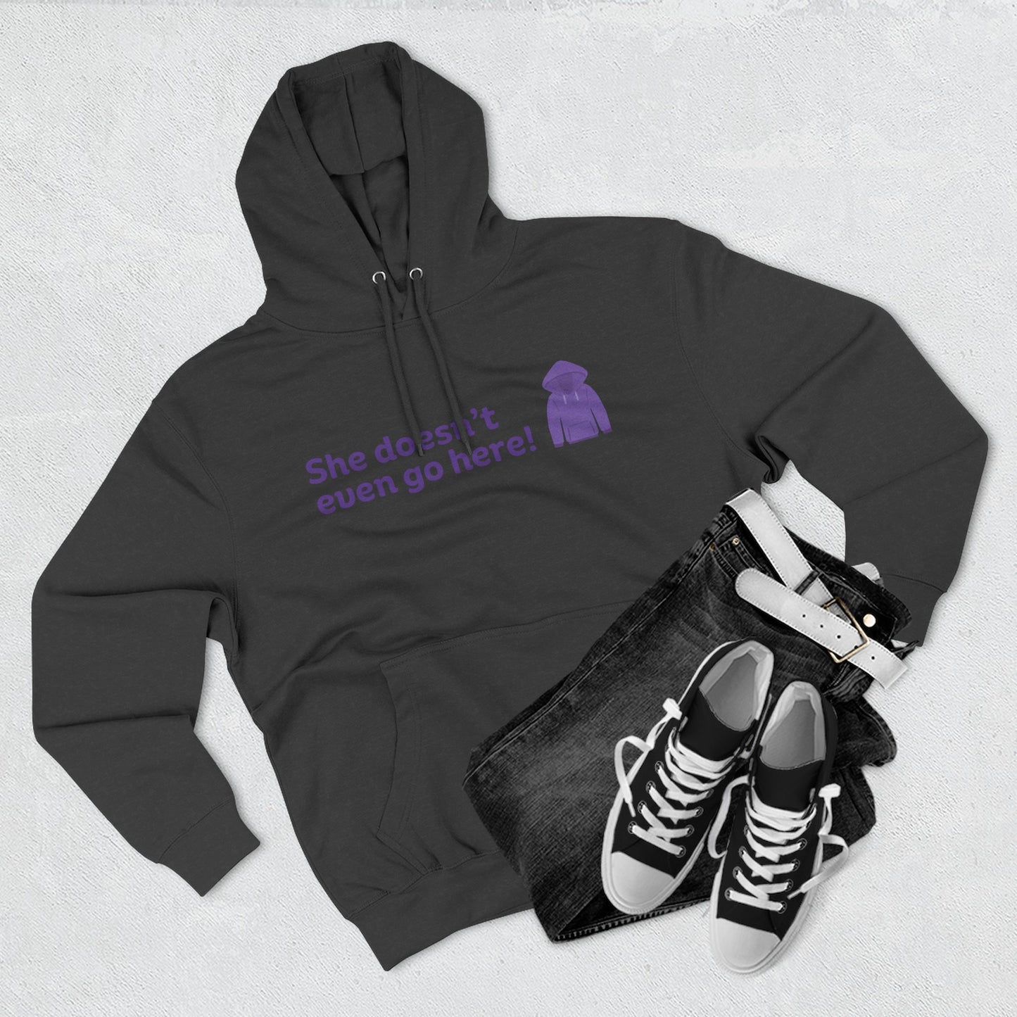 She Doesn't Go Here Statement Hoodie for Fun-Loving Souls | Cozy Fleece Pullover, Ideal Gift for Friends or Birthdays, Funny Quote Apparel